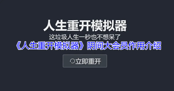 人生重开模拟器阴间大会员作用介绍