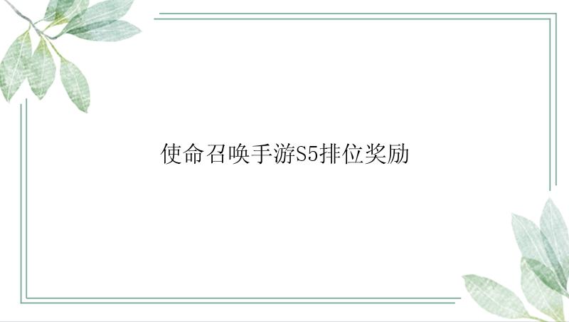 使命召唤手游S5排位奖励是什么？